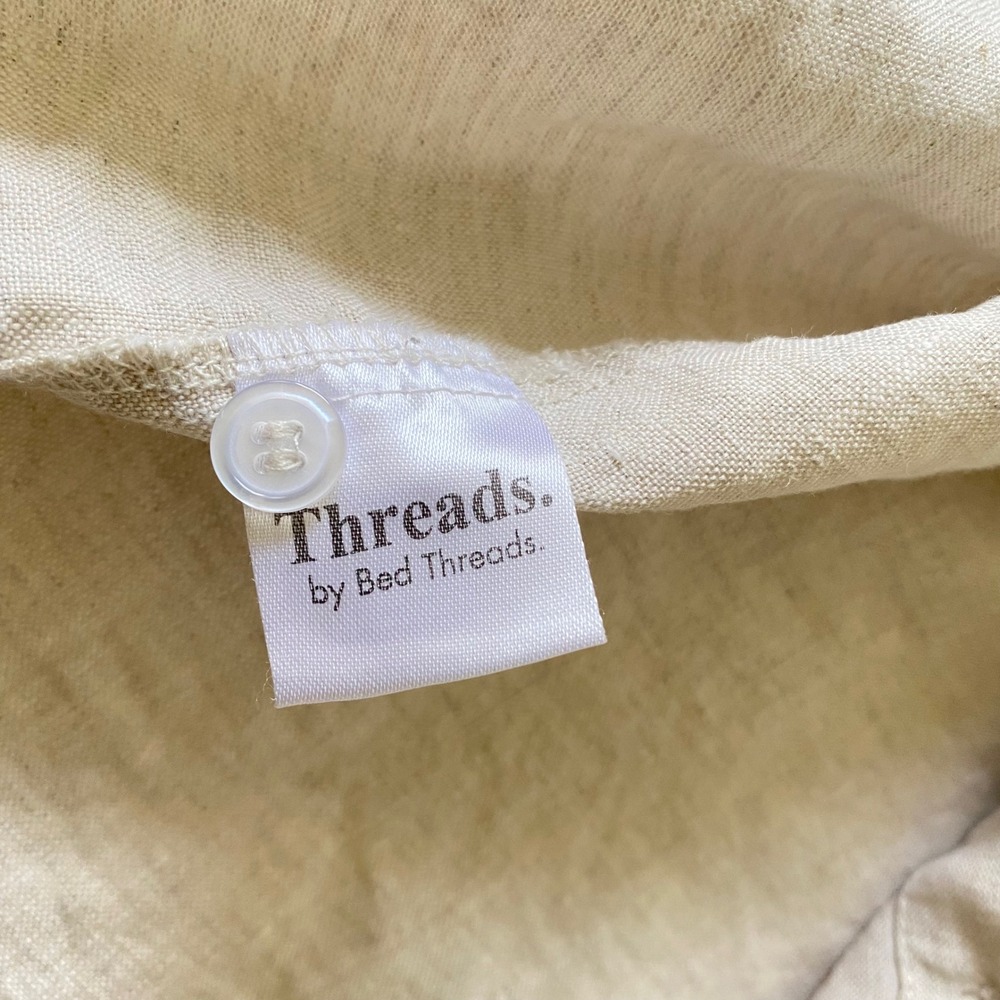 Threads by Bed Threads 100% Linen Button Down Shirt Oatmeal Beige Mens Size M - Picture 5 of 12